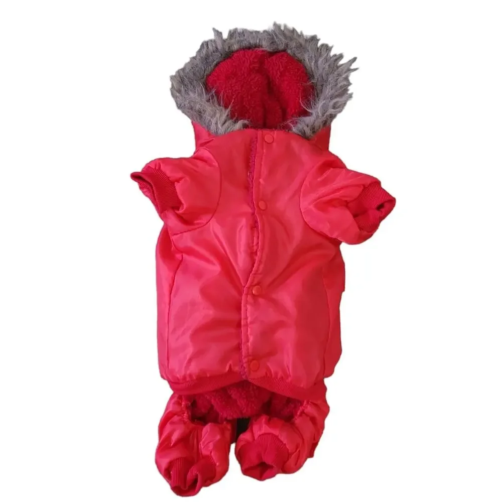 Dog Puffer Coat Top Gun XL Red, Fleece Lined Snap Buttons
